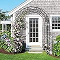 WISLAS 7FT Heavy Duty Steel Garden Arbor with Side Garden Trellis, Rust-Resistant Powder Coated Wedding Arch Archway for Backyard, Vine Plants & Outdoor Decor - Includes Ground Stakes & Easy Assembly