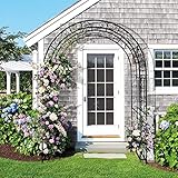 WISLAS 7FT Heavy Duty Steel Garden Arbor with Side Garden Trellis, Rust-Resistant Powder Coated Wedding Arch Archway for Backyard, Vine Plants & Outdoor Decor - Includes Ground Stakes & Easy Assembly