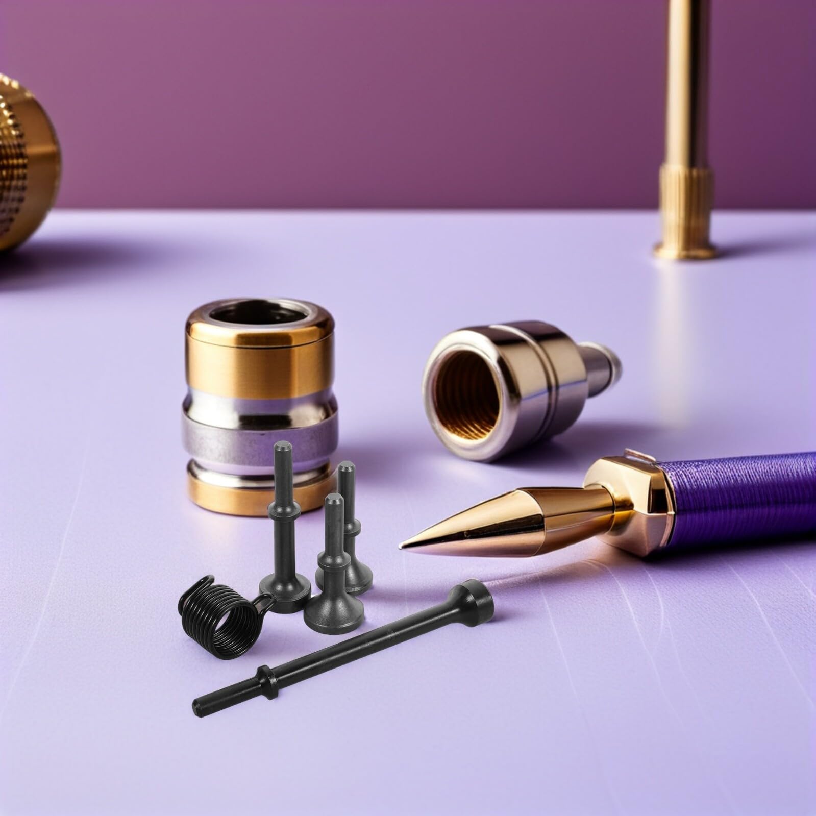 5 Piezas Martillo Neumático Accesorios con Retenedor de Resorte de Acero para Cincelado Remaches y Reparación Automotriz Kit Compatible para Herramientas de Aire