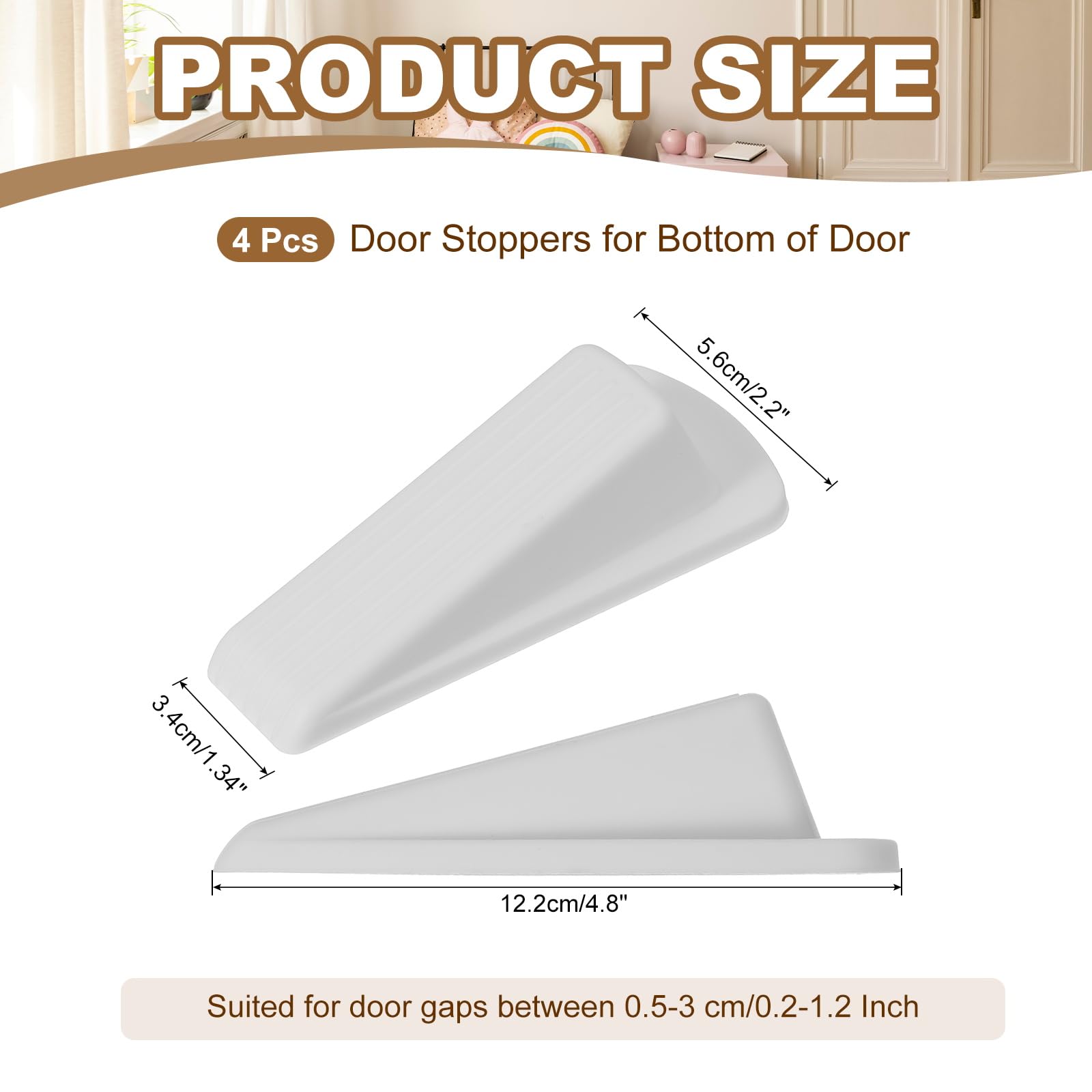 PATIKIL Door Stoppers for Bottom of Door 4 Pack Sturdy Stackable Rubber Door Stopper Wedge for Tile Concrete Carpet Wood Heavy Duty Door - Image 2