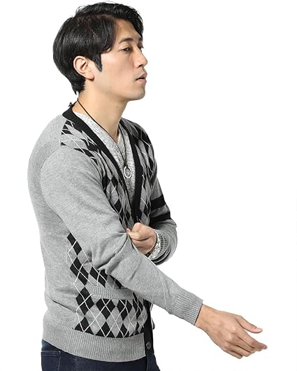 Amazon | [MENZ-STYLE] カーディガン 綿 ストレッチ 袖 ライン
