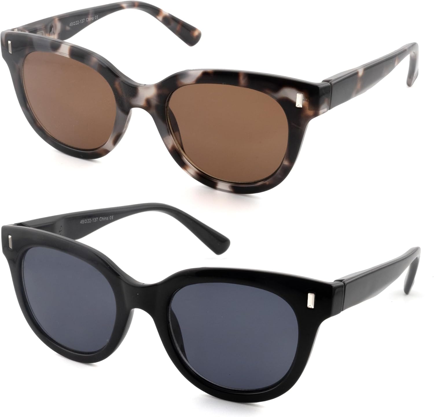 2 Pack Reading Sunglasses for Women Classic Reader Sunglasses Outdoor Full Lenses Magnifying Sun Readers UV Protection(BK+DT 1.00) - Image 8