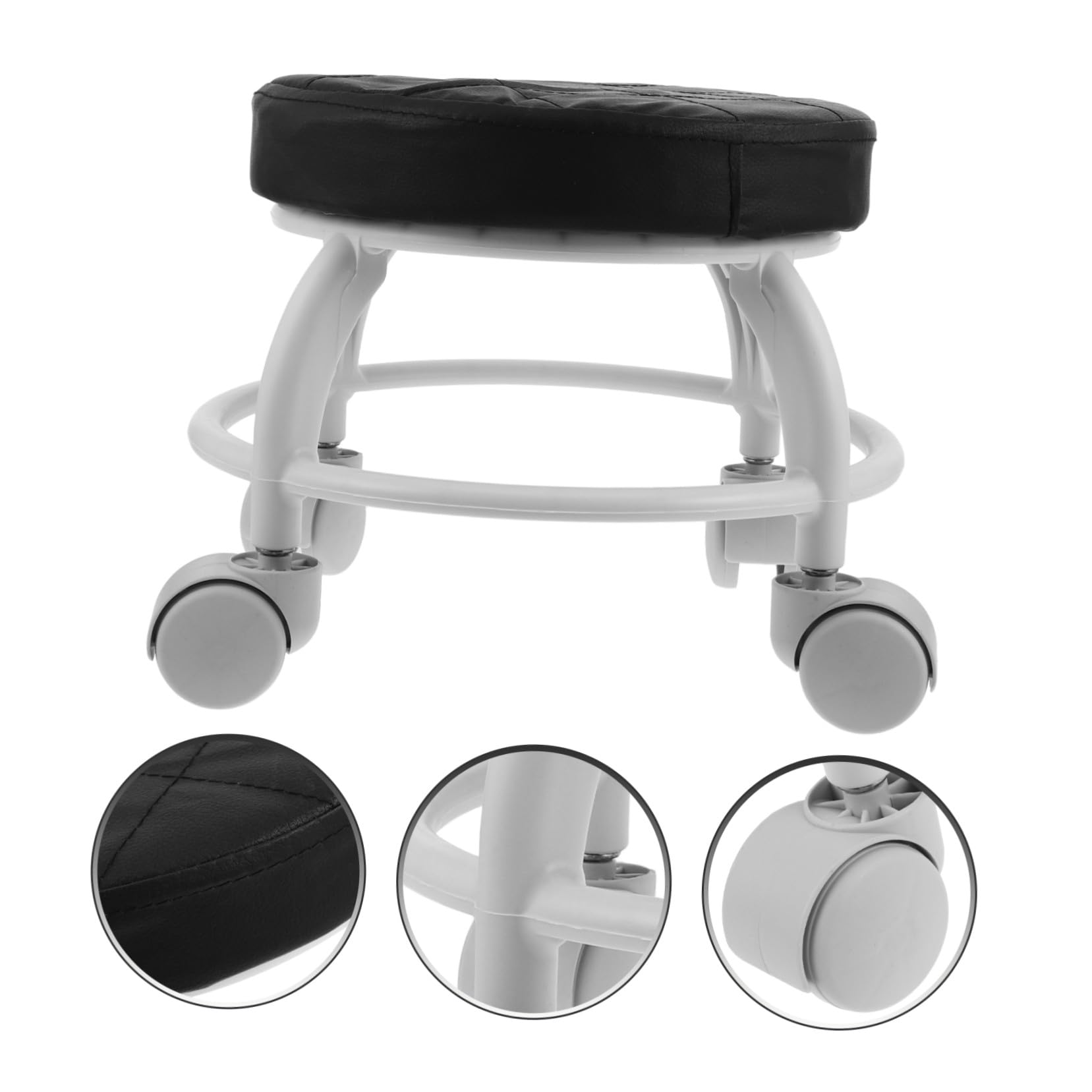 Gatuida Sgabello con Ruote Girevole PU Sgabello Ergonomico Basso per Pedicures, Sedile da Terra con Design Raffinato