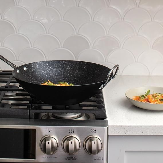 Nordic Ware Basalt Aluminized Steel Spun Wok, 14-Inch, Ceramic Coating