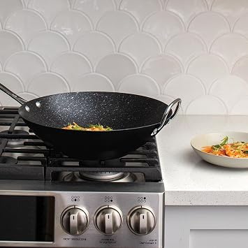 Nordic Ware Basalt Aluminized Steel Spun Wok, 14-Inch, Ceramic Coating