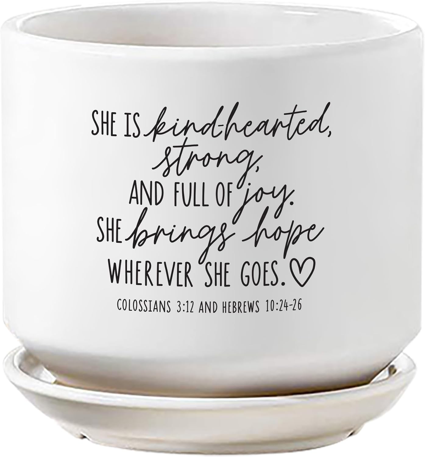 Lighthouse Christian Products Inspirational Herb Succulent Flower Planter Pot 5 Inch Ceramic She is Kindhearted