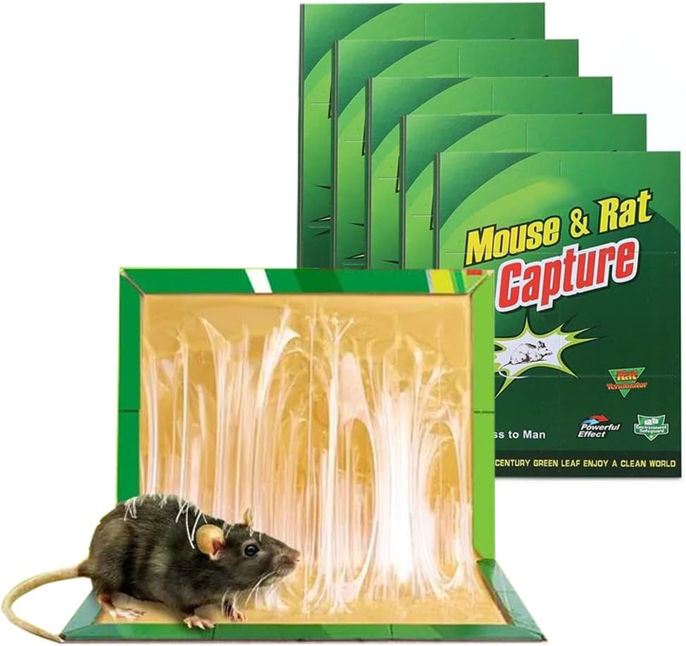 HEXAR Mouse Trap Glue Board Rat Trap Adhesive Super Sticky Glue Board Traps for Mice Pests Cockroaches Spiders Home Office Pest Control (Pack of 5)