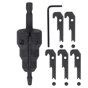 1/4 Inch Power Conduit Reamer, High Carbon Steel Pipe Reamer Tool Kit with 5 Blades, Compatible with Impact Drill Chucks for Effortless Expansion of Electrical Conduit Openings,