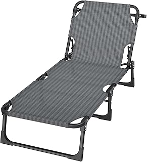 HZH Cadeira de praia leve dobrável, extra grande?Espreguiçadeira de jardim, espreguiçadeira de lazer, respirável com apoio de cabeça, encosto regulável, capacidade de carga até 200 kg, para jardim,