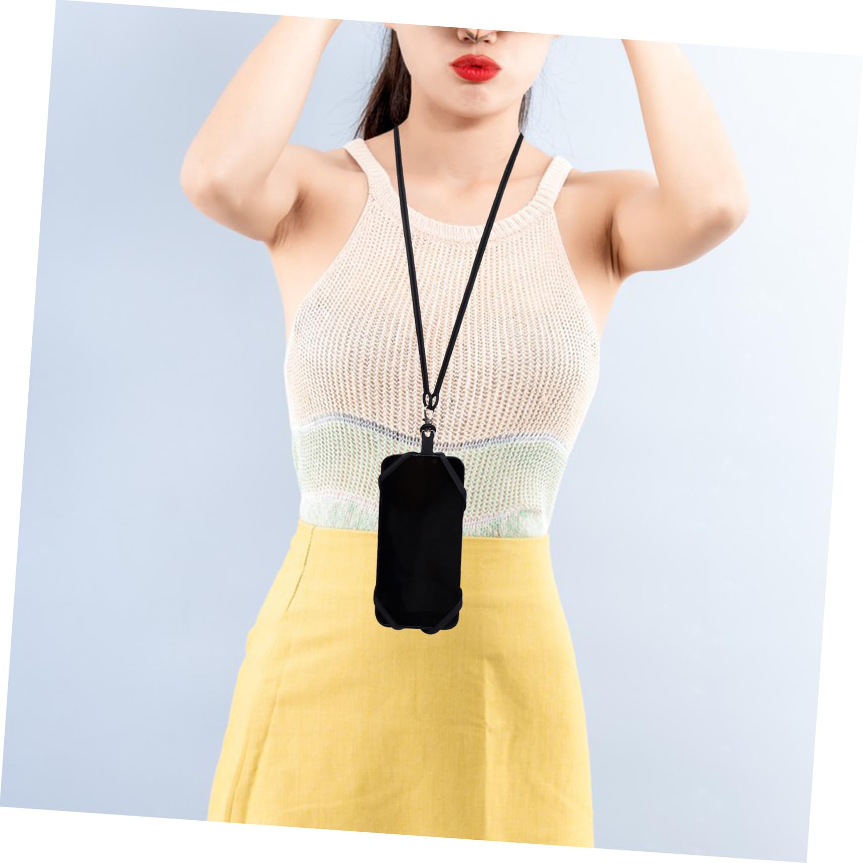 HOMSFOU Cubierta Del Cordón Del Teléfono Móvil Sostenedor Del Teléfono Celular Cordón Cordones De Teléfono Para Alrededor Del Cuello Del Soporte Del Teléfono Hardware Black