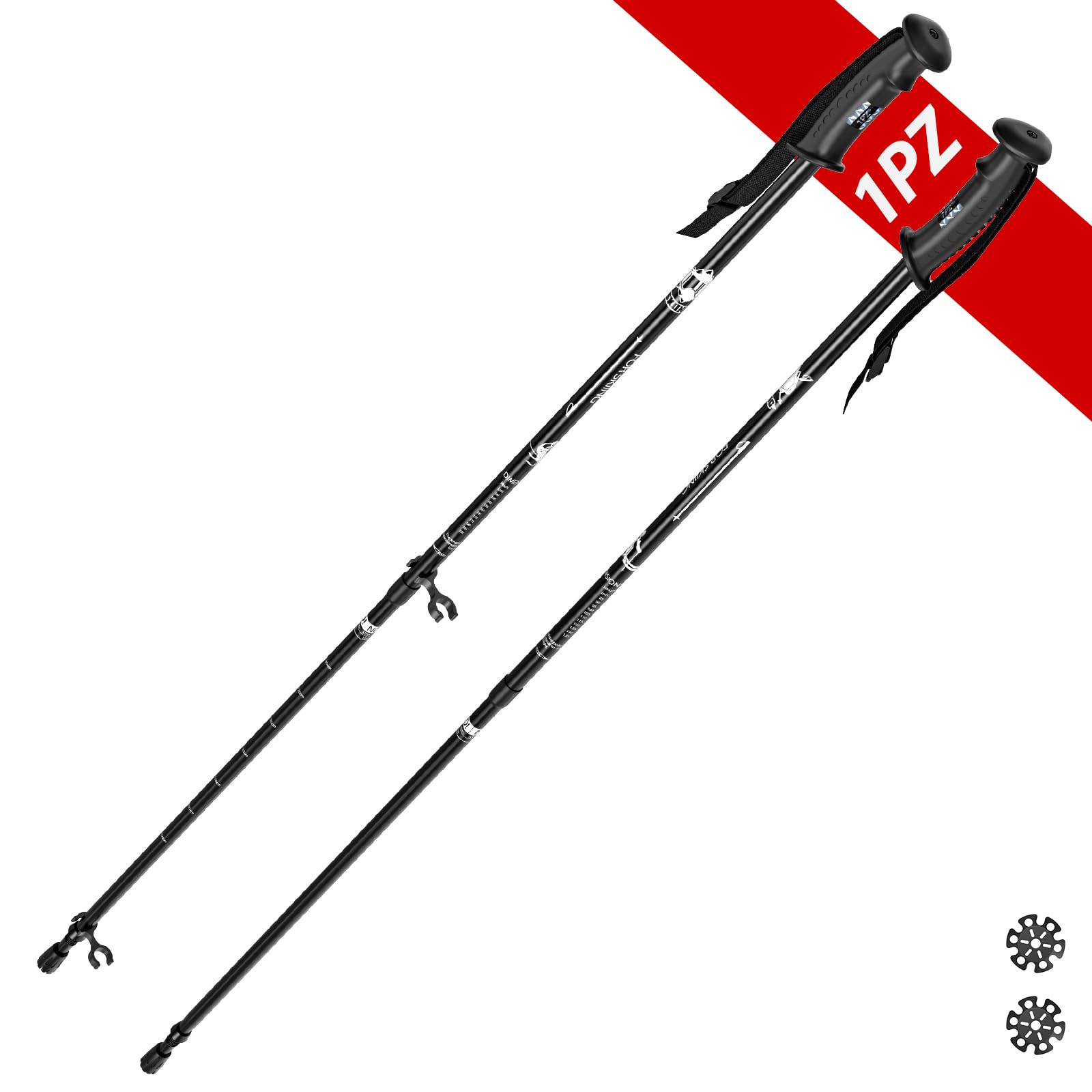 1PZ ES1-TX9 Bastones de esquí Ligeros Telescópicos Ajustables 78cm~135cm Aleación de Aluminio Unisex 2pcs