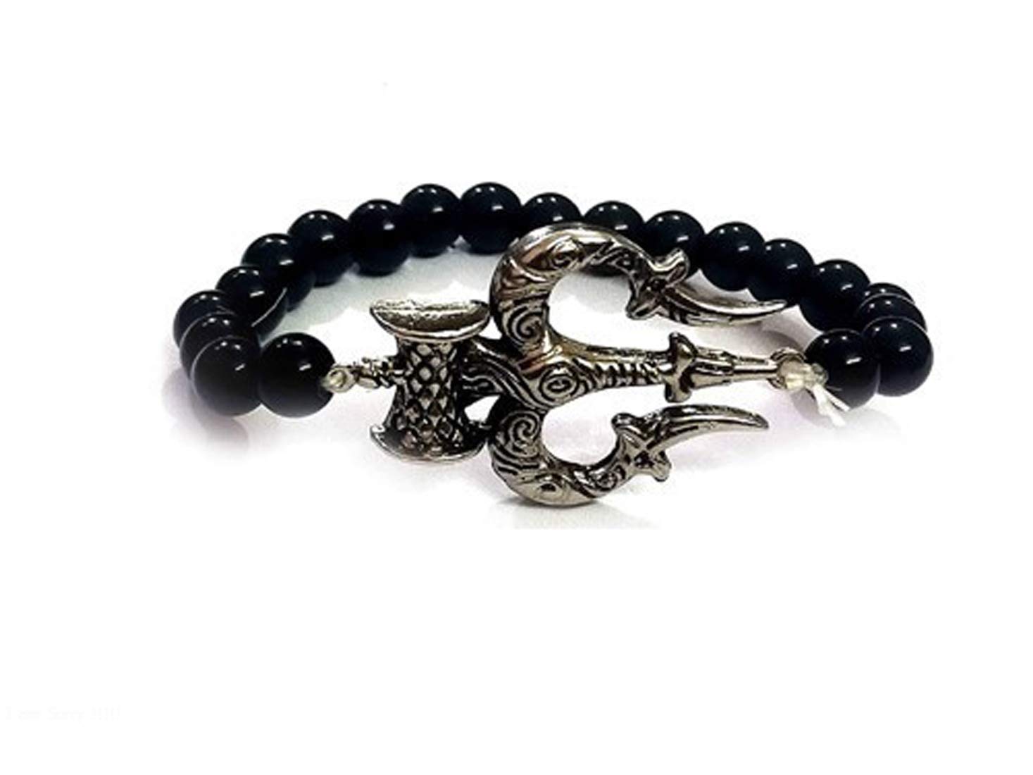 Trishul Damroo Lord Shiva Lucky Charm 8 mm Stretch Bracelet for Men and Women