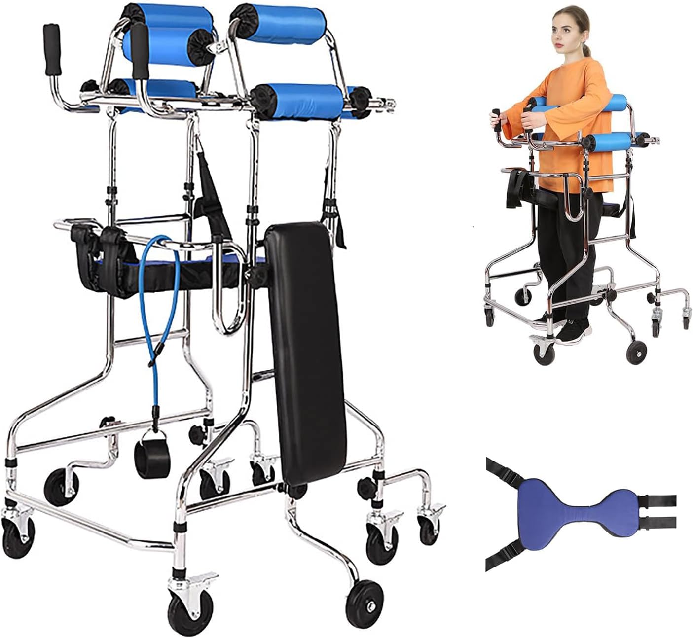 Adult Walker for Seniors - Hemiplegia Rehabilitation Standing Frame, Anti Recline, Lower Limb Training, Adjustable Height, Suitable for People 58-71