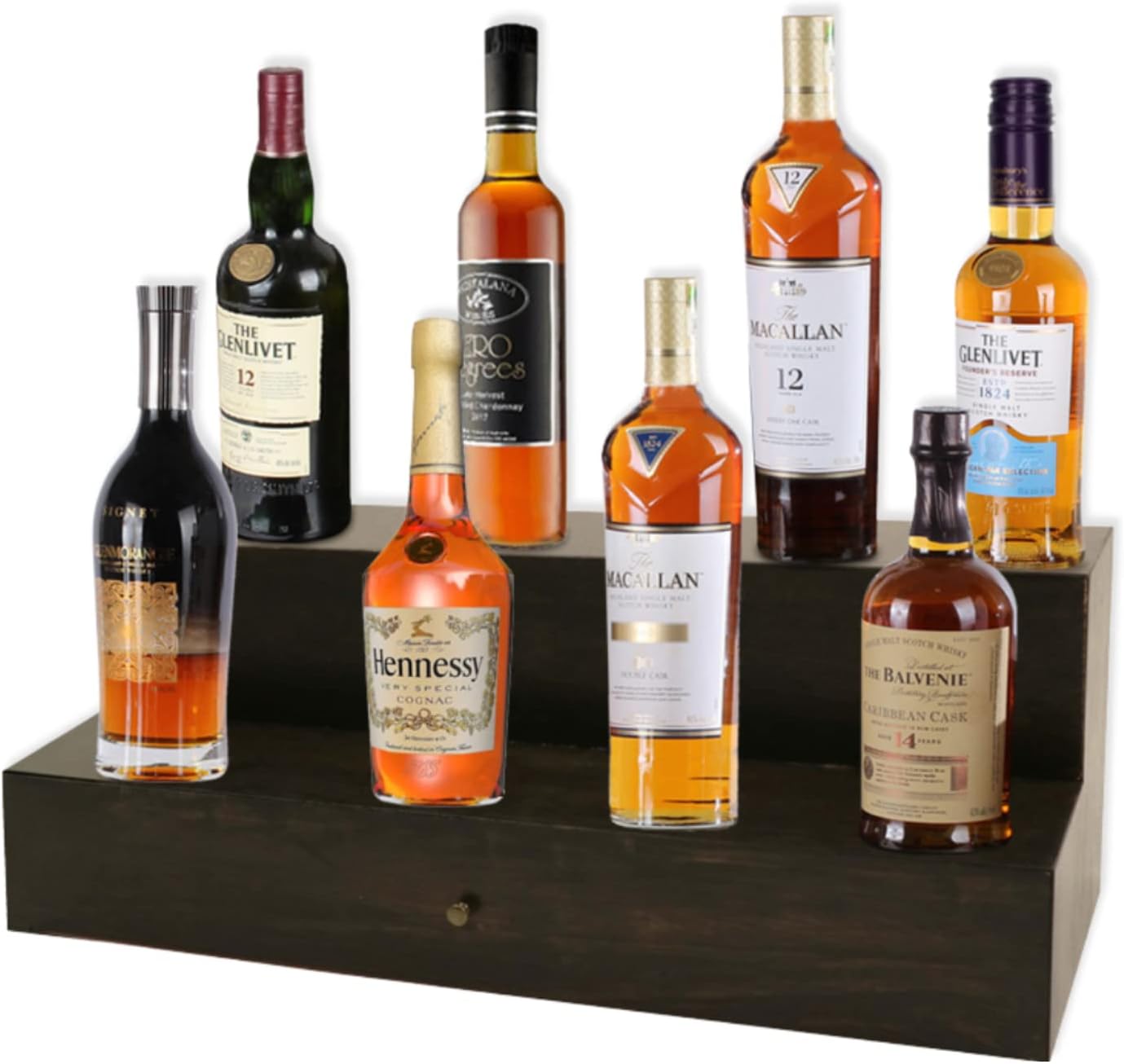 Buy Lime and Laurel Liquor Bar Bottle Display Shelf 2 Tier Real Wood