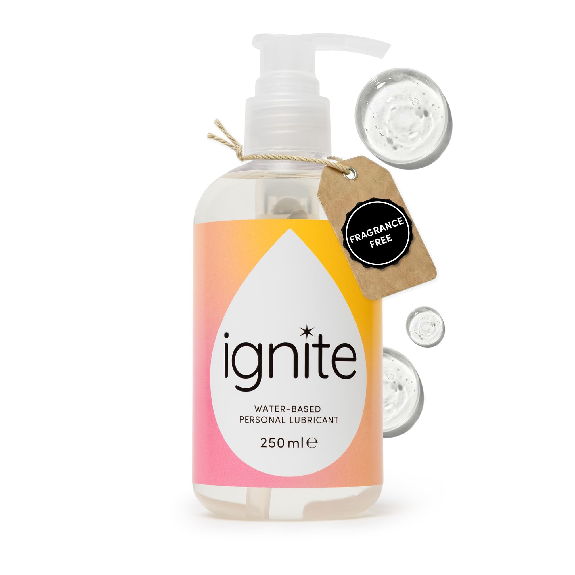 Ignite Gleitgel Wasserbasiert 250ml - Gleitmittel auf Wasserbasis, pH-neutral & Geruchsneutral - Vegan, Parabenfrei, Kondomgeeignet - Nicht klebend, Leicht abwaschbar, Für empfindliche Haut