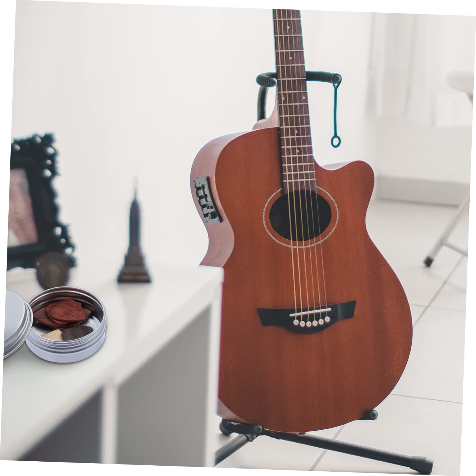 10 pièces Médiators Bois avec Boîte Portable Plectres pour Guitare Acoustique Électrique et Ukulélé pour Musiciens et Spéciaux