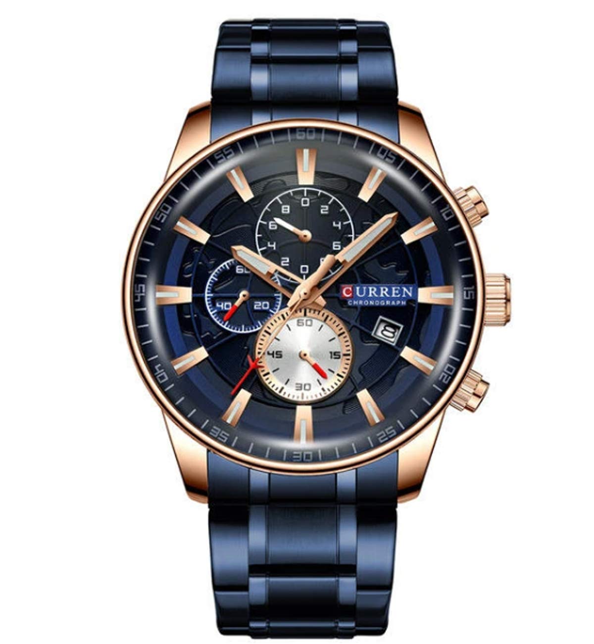 CURREN Luxury Leather Quartz Chronograph Analogue Blue Men Casual Wrist Watch Sport Watches CR-8362 (B08D6NY36X) Amazon Price History, Amazon Price Tracker