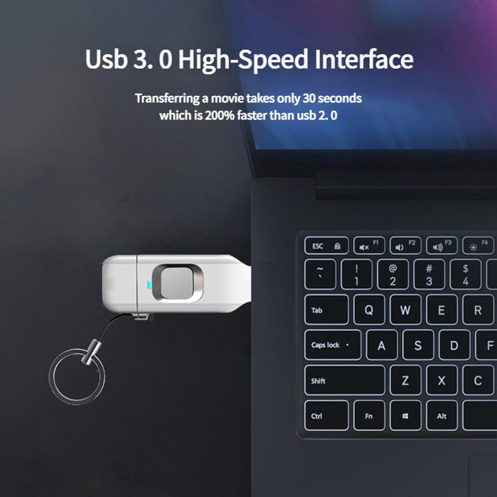Chiavetta USB Girevole, 64 GB, interfaccia Type-C, sensore di Impronte digitali ad Alta sensibilità, Protezione con Password per l'archiviazione dei Dati