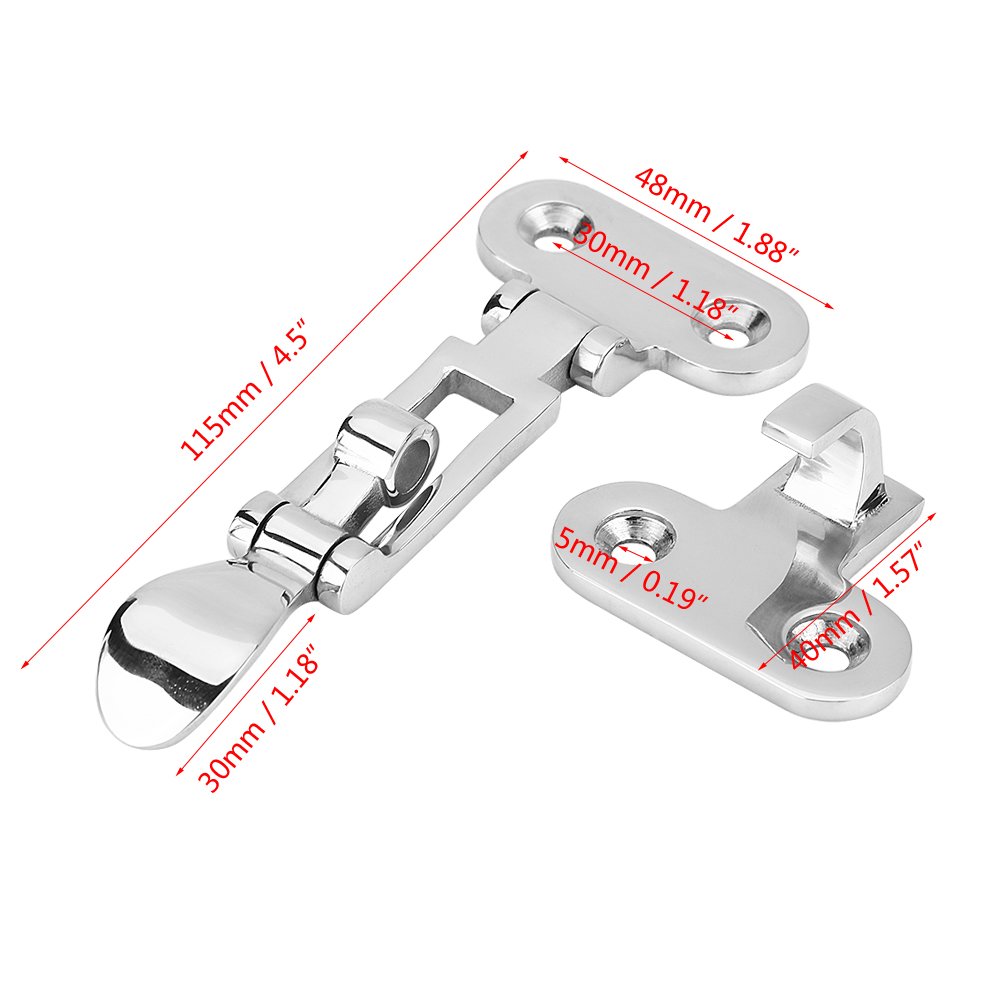 Acouto 4.5" Stainless Steel Boat Hatch Latch - Lockable Anti-Rattle Hold Down Clamp (316 SS)