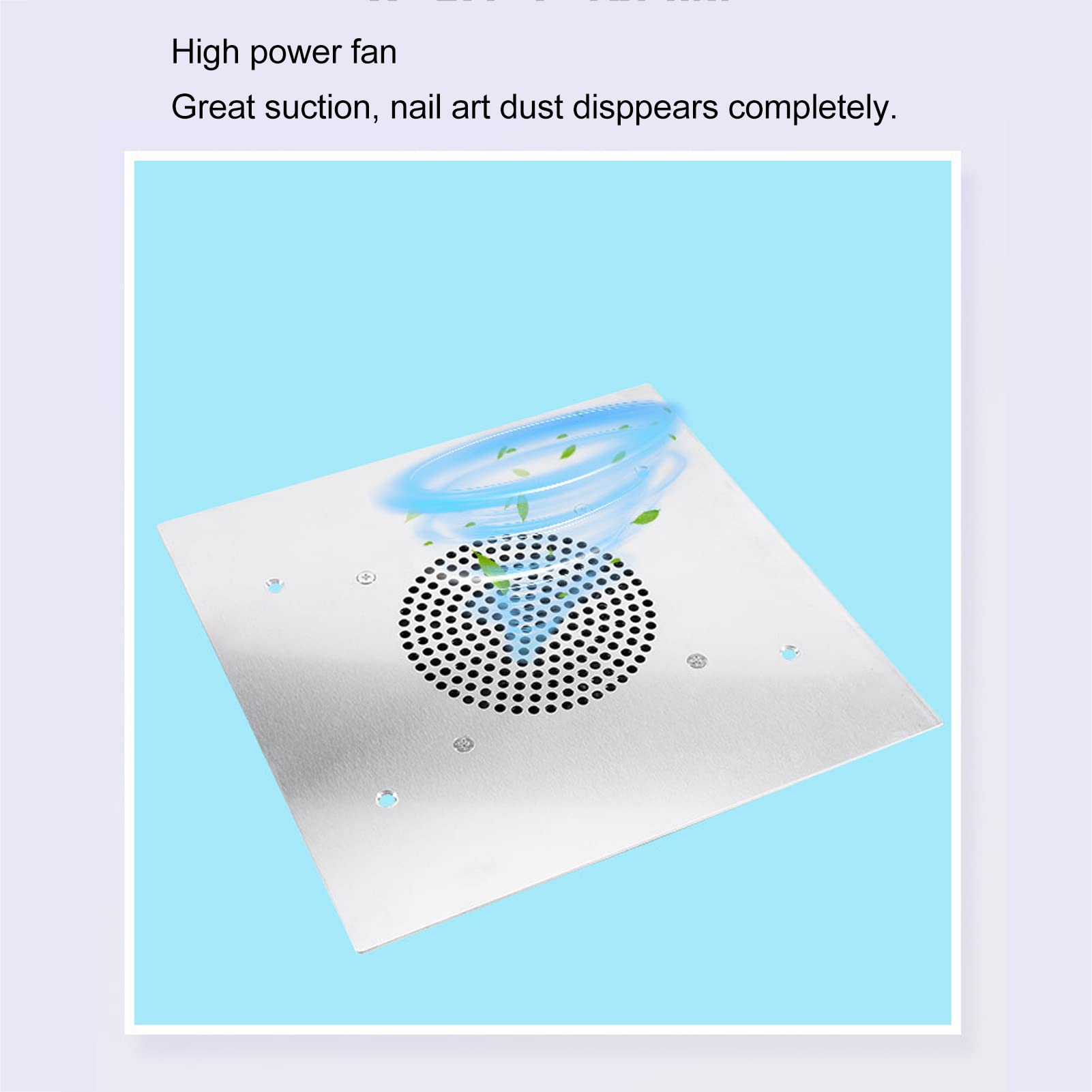 Aspirador de Polvo de uñas, Aspirador de Polvo de uñas Profesional de 60W, Extractor de Polvo de uñas con Almohadilla de Filtro Reutilizable, Aspirador de uñas con Ventilador