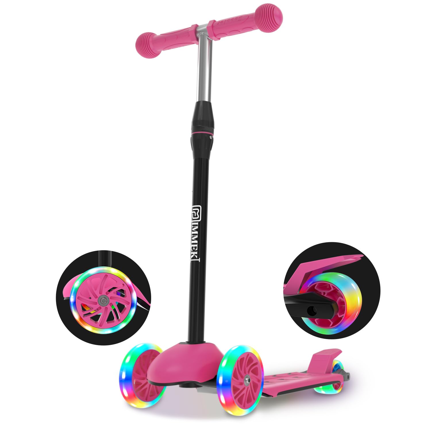 IMMEK Patinetes para Niños, Patinete Infantil de 3 Ruedas, Juguetes y Regalos para Niños y Niñas de 3 a 8 Años, Ruedas Iluminadas con Luces LED Ajustables de Altura, Carga Máxima de 50 kg