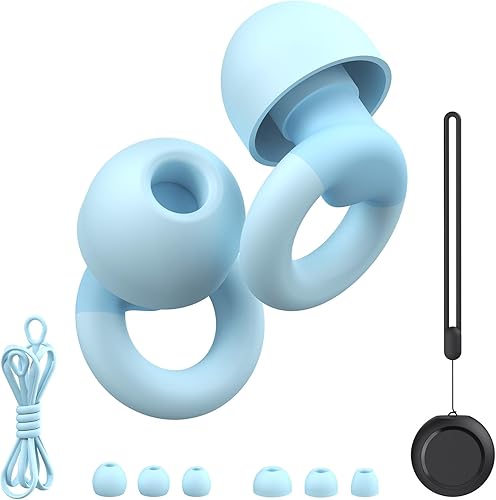 Miniatura 9 de Tapones para los oídos para dormir, reducción de ruido, tapones para los oídos de silicona suave con 7 pares de almohadillas para los oídos y un