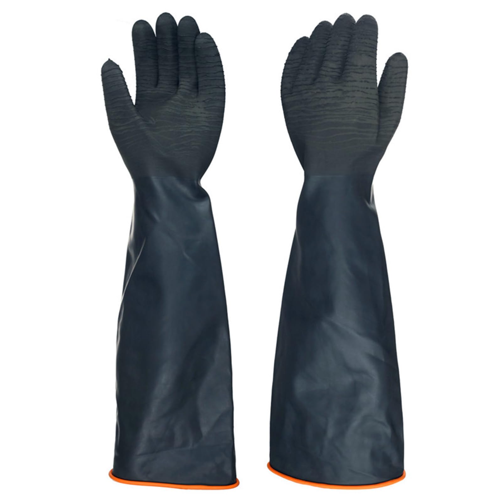 North Tower Heavy Duty Rubber Gloves, Industrial Gloves Waterproof Reusable Protective Work for Cleaning, Dishwashing, Upgraded with Non-Slip Design, Black(22in,1pair)
