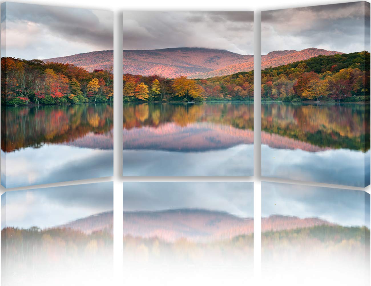 Relaxing Wall Art Nature Canvas North Carolina Grandfather Mountain Pictures Price Lake Blue Ridge Parkway Paintings Landscape Artwork Home Decor for Living Room Framed Ready to Hang(42''Wx20''H)