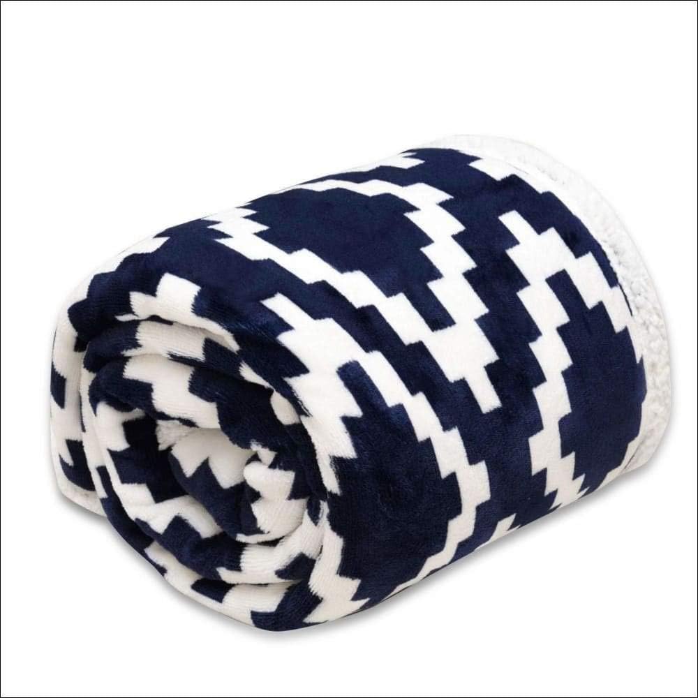 YUUHUM Ultra Soft Sherpa Fleece Throw Blanket Couch Sofa Plush Fuzzy Blanket (Throw 50"x60", Navy Blue)