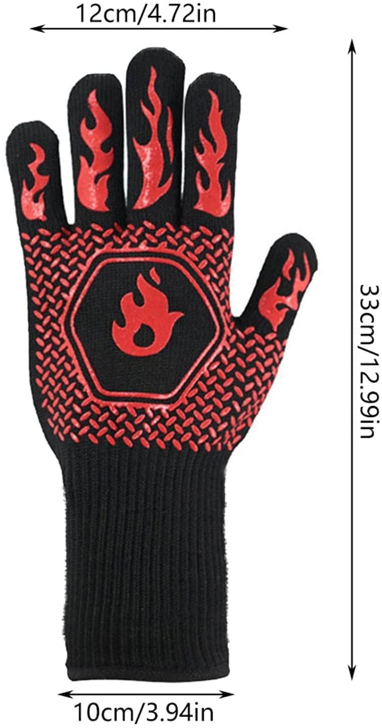 Manoplas Horno, Mitones del Horno de Calor Guantes Resistentes Barbacoa hasta 500 Antideslizante Guantes for cocinar la Barbacoa, Hornear Cocinar Barbacoa(1PCSred)