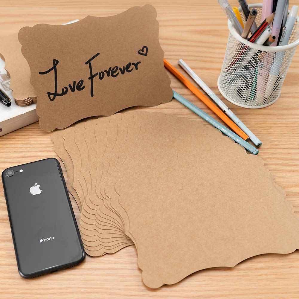 Zestaw 50 pustych kartek z życzeniami Kraft, kolor Kraft, 10 x 15 cm | Gruby papier kartonowy, do kart podarunkowych DIY, menu, zaproszeń na baby shower, zaproszenia ślubne