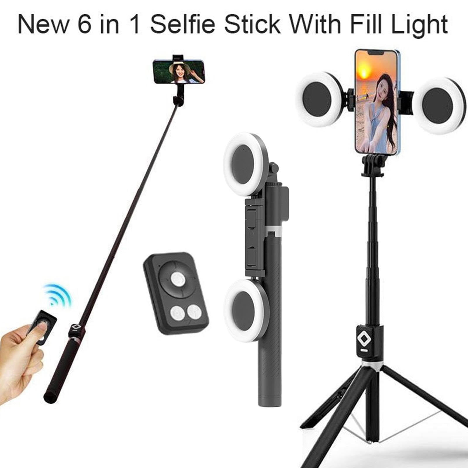 Nowy kij do selfie 6 w 1 ze ?wiat?em wype?niaj?cym, statyw do telefonu i kijem do selfie, wysuwany uchwyt statyw do telefonu z bezprzewodowym pilotem, wielofunkcyjny stojak telefon komórkowy