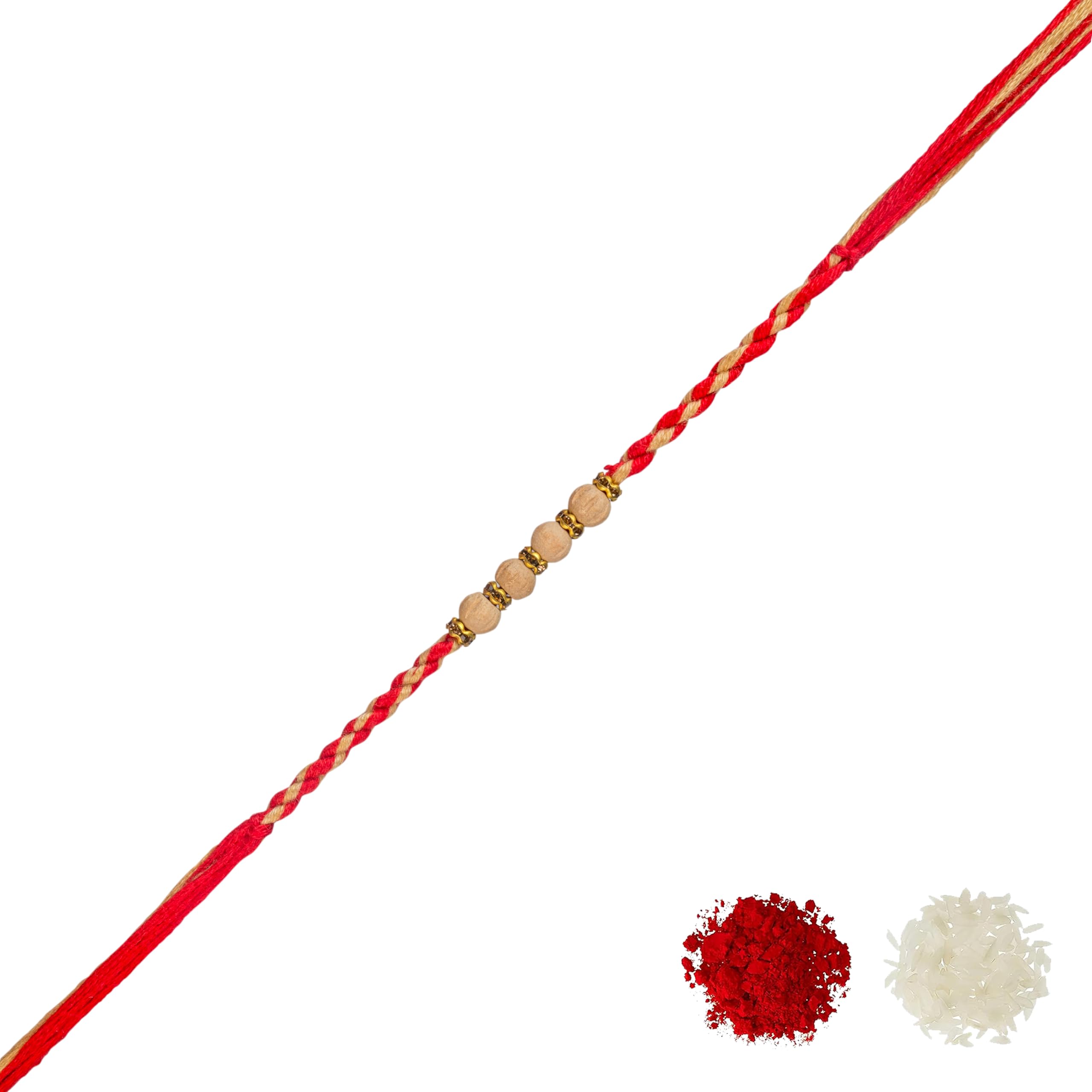 Rakhi dla brata, Rakhi, zestaw 2 szt., kartka z życzeniami Rakhi, Roli Tikka, indyjskie rakhi na festiwal Raksha Bandhan | CM08P19, Free, Perła, Bez kamieni szlachetnych