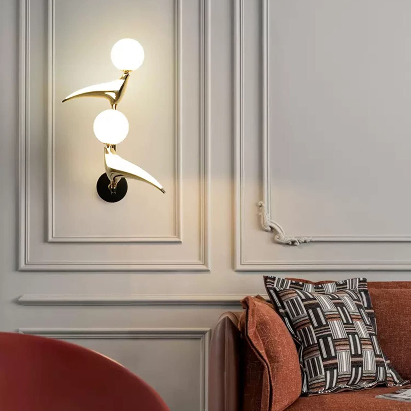 OOWOKS Bedlamp Touch Dimbare LED Tafellamp Dieren Vogel Ontwerp Moderne Tafel Lamp Draaibare Verstelbare Bird Lamp Metal Acryl Nachtlamp Vogel Nachtlampjes voor Slaapkamer Woonkamer Hotel,2 birds