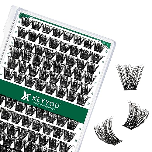 Lash Clusters 96pcs Individual Lashes C Curl 8-18MIX Eyelash Clusters KEYYOU Volume Wispy Lash Extension Soft&Comfortable Easy DIY at Home(Y01,C-8-18MIX)