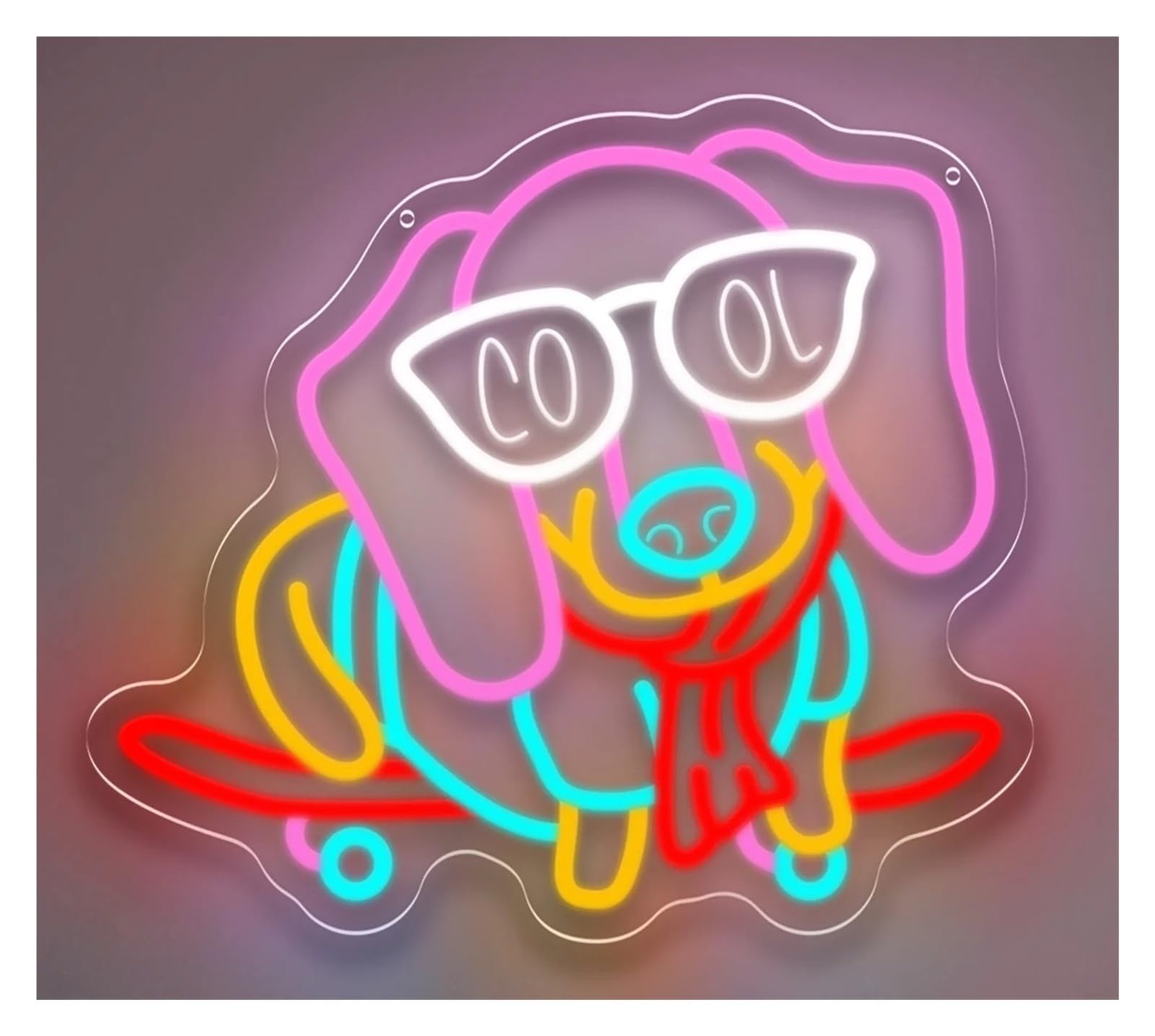 Luces de neón Luz De Neón Para Perro Patinador, Tienda Mascotas, Fiesta, Bar, Habitación Niñas, Ventana, Cafetería, Decoración, Dormitorio, Juegos, 47x42.6cm