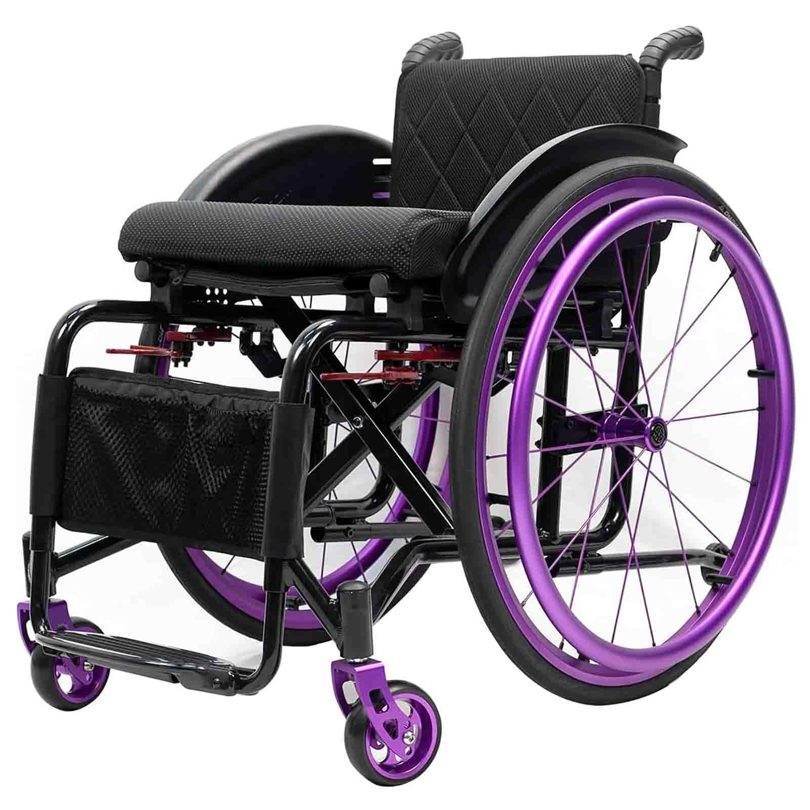 SXSLTSA Portable Wheelchair, Lightweight Foldable Sports Wheelchair, Self-propelled Manual Chair with Anti-Tipper, Trolleys for Adults(14.1in,Type A)