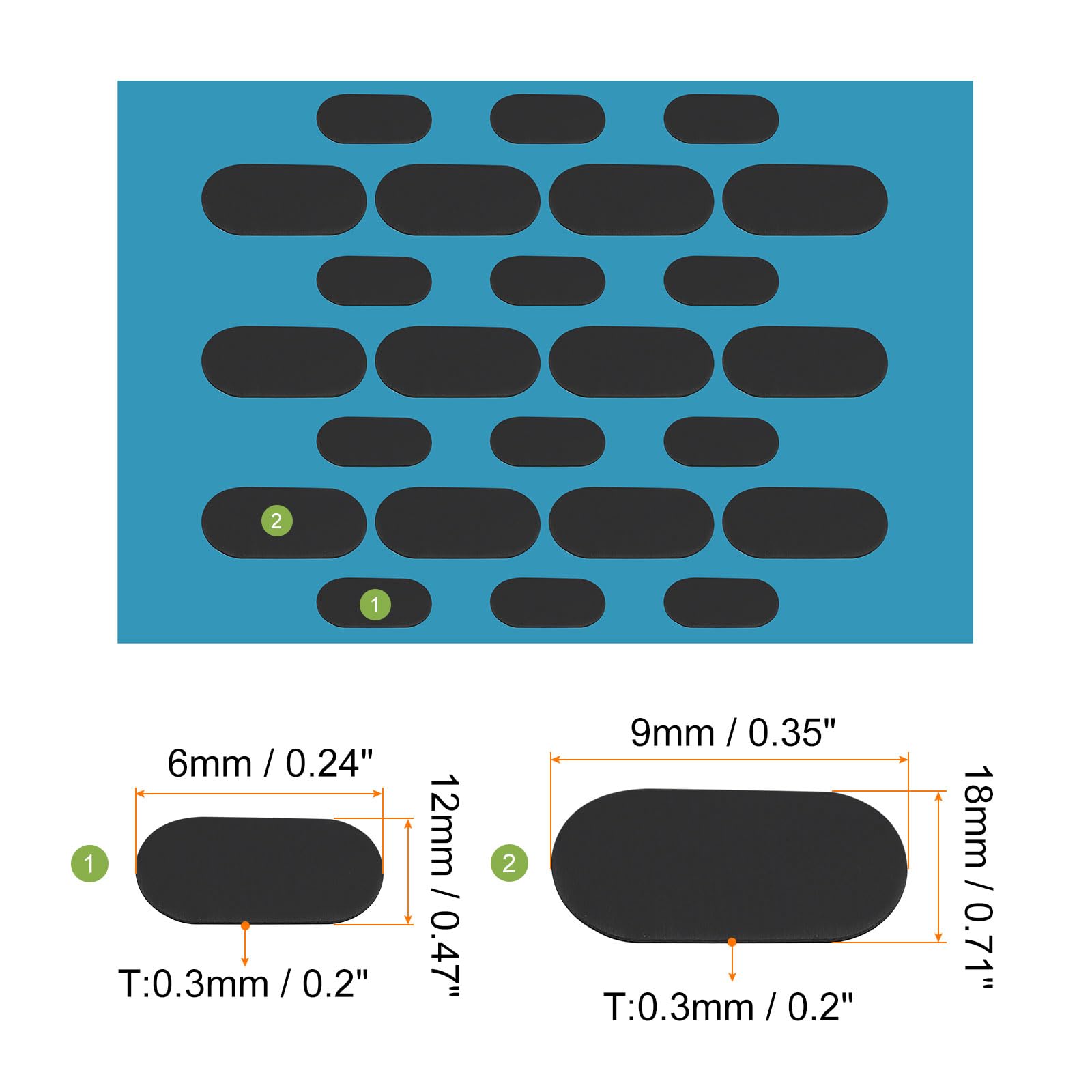 MECCANIXITY Cubierta para cámara web deslizante de 0.3 mm de grosor, ovalada, de plástico, para laptop, bloqueador web para proteger la privacidad para computadora, laptop, color negro, paquete de 24