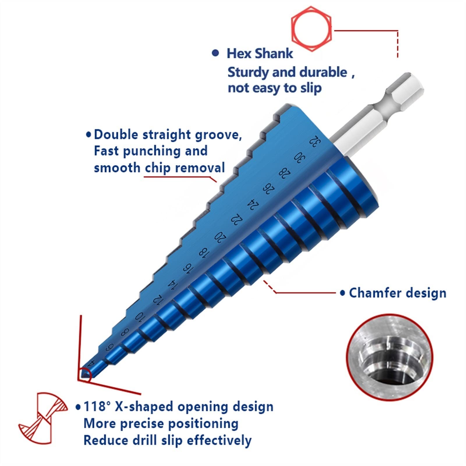 Wiertła do cięcia wiertło stożkowe stopniowe wiertło stopniowe z chwytem sześciokątnym HSS re Hole Cutter 3-13 4-12/20/22/32mm wiertło do metalu (kolor: 3 szt. 3-12 4-12 4-20) (1 szt. 4)
