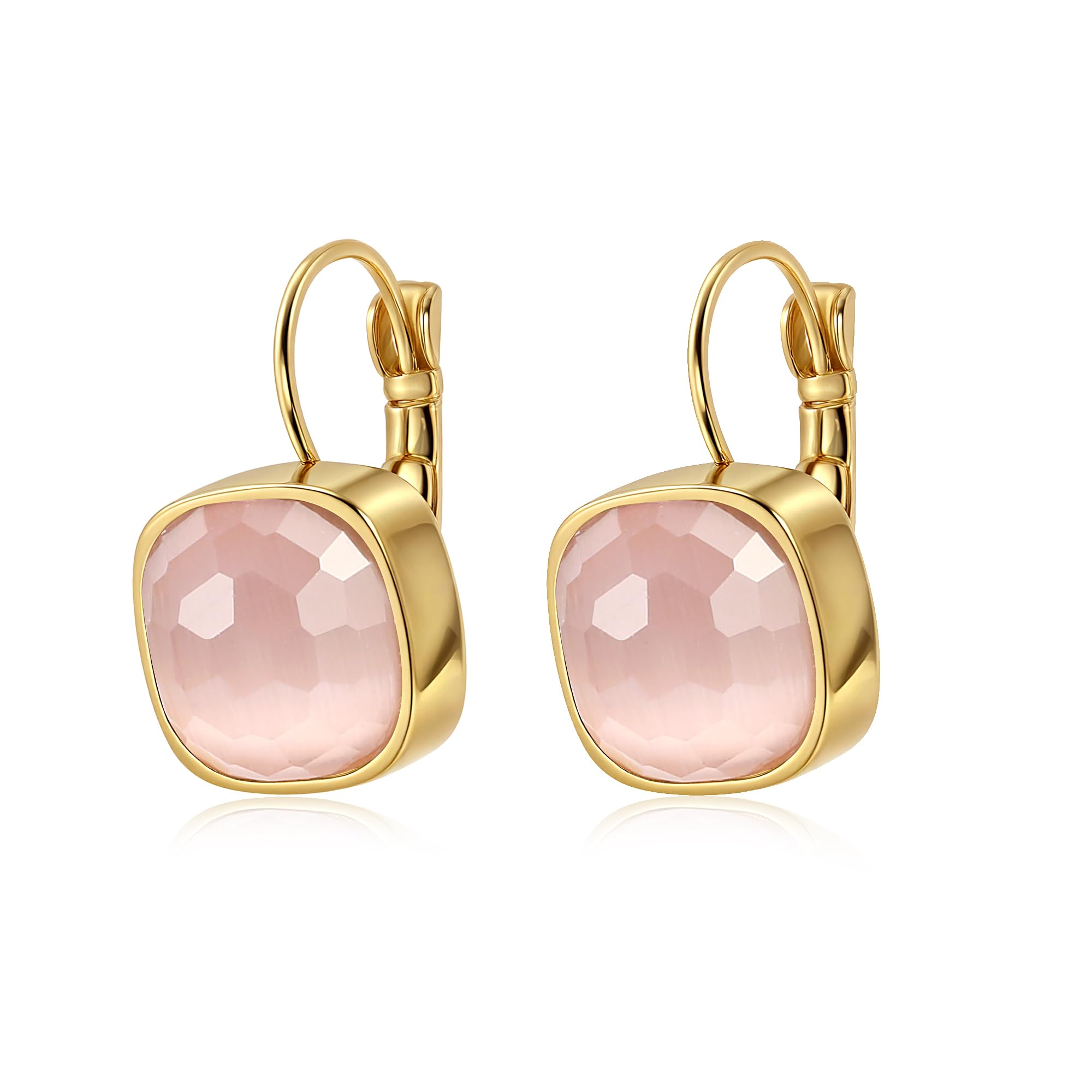 Bunte Kristall baumeln Tropfen Ohrringe für Frauen, 18 Karat vergoldete zierliche Huggie Hoop Vintage Square Geometrie Schmuck Geschenke für Frauen