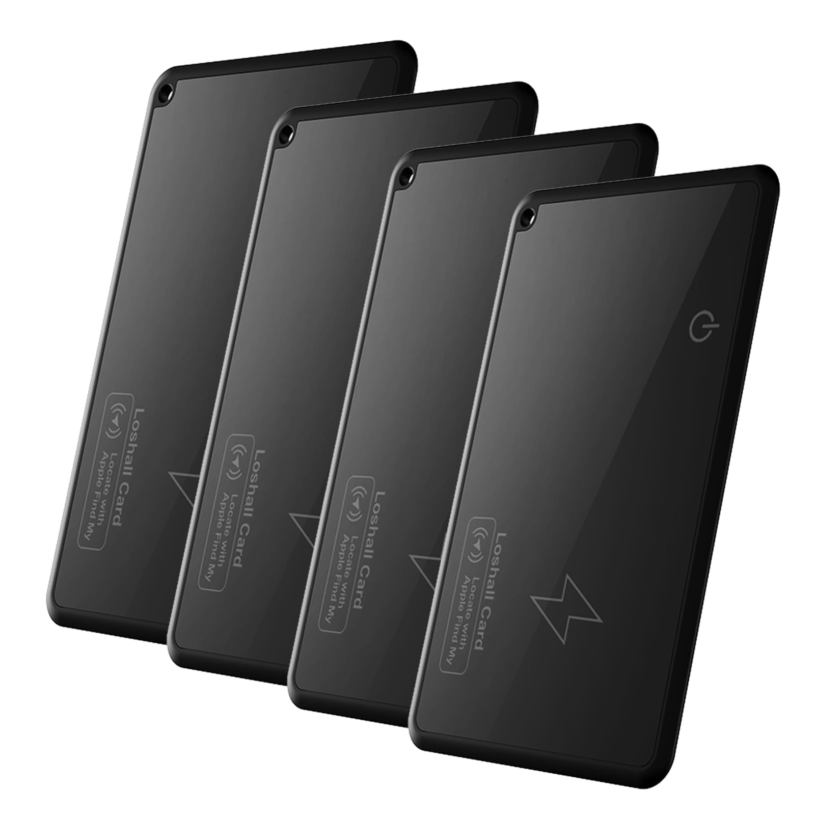 Localisateur d'articles BT Tracker fonctionne avec Find My, lot de 4 cartes ultra fines à chargement sans fil avec rappel sonore, message, traceur portable pour clés, portefeuille, bagages, sacs pour