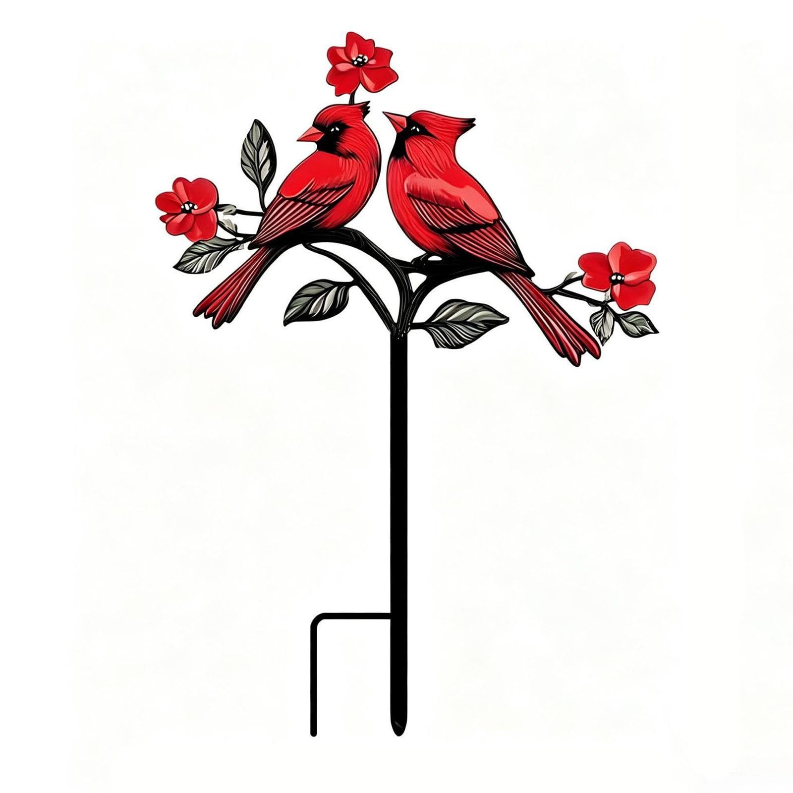 PANGBOER Iron Bird Garden Stake Ornament for Yard Patio Memorial Decor Set of 1 Red Decorative Iron Bird Stake