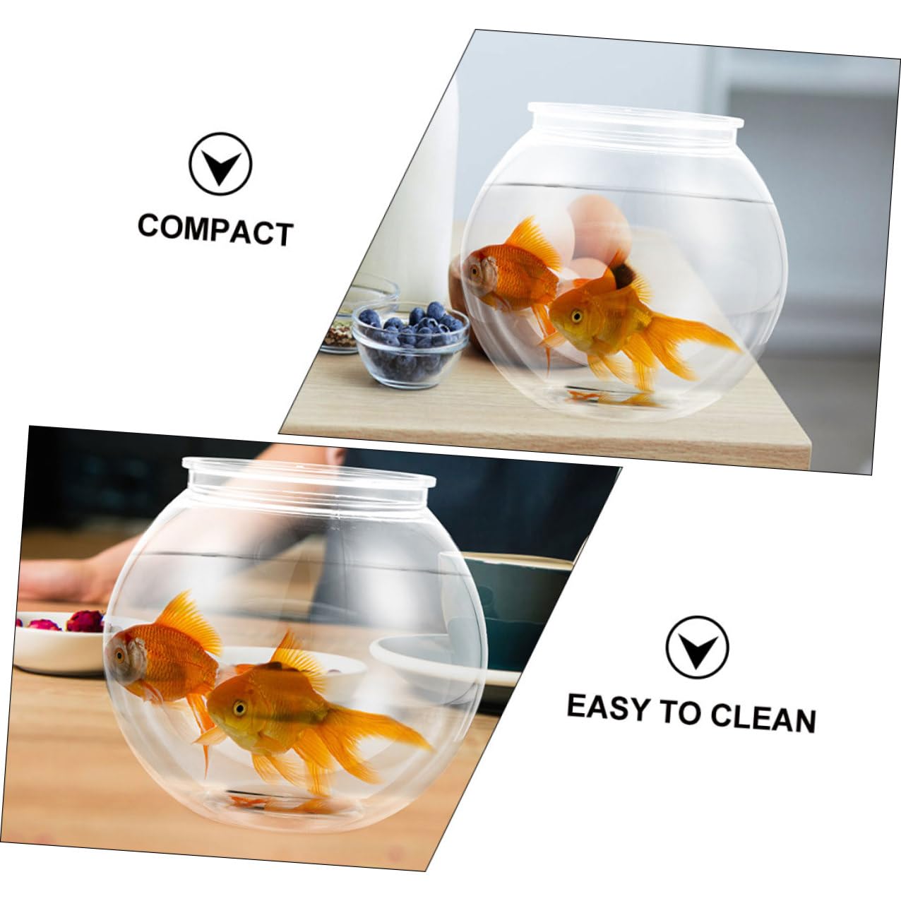 Rundes Kunststoff Fischglas Transparent, Kippsicher für Zuhause und Büro