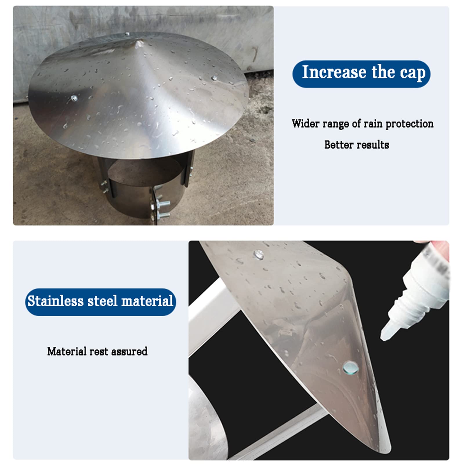 Chimney Cowl Stainless Steel,Chimney Cowl Cap,Rain Cap For Chimney Pots,Roof Cap Galvanized Metal,All Weather,for Ventilation System,Tools & Home Improvement ( Size : D27cm*45cm/10.63in*17.72in - View #4