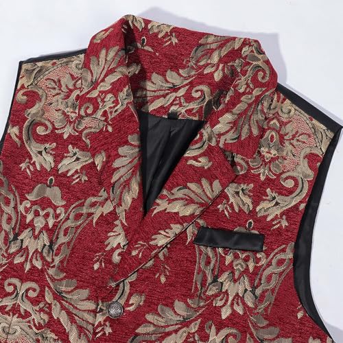 Mens Vintage Jacquard Suit Vest Sleeveless Slim Jacquard Paisley Retro Gothic Steampunk Vest Medieval Waistcoat4
