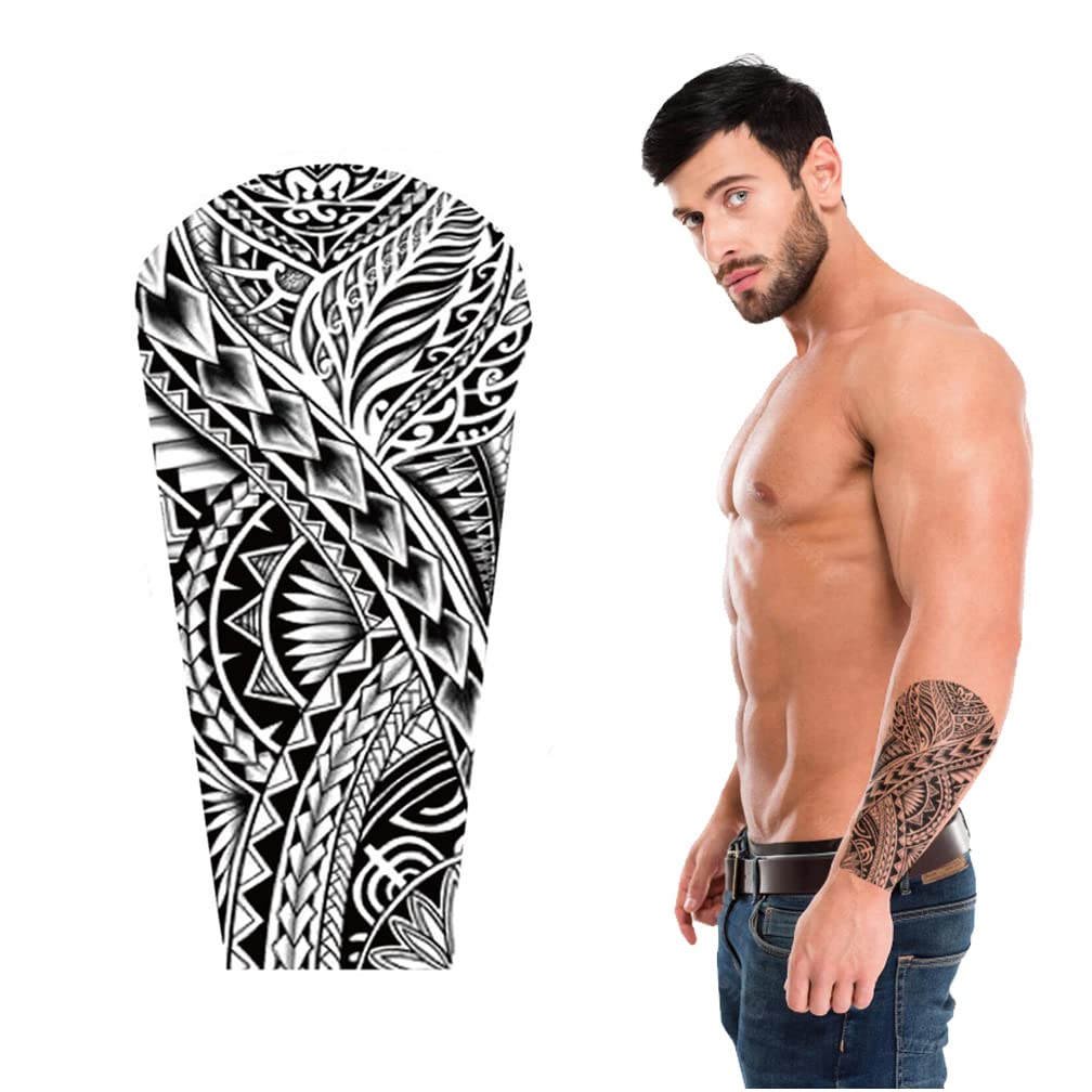 S.A.V.I 3D Temporary Tattoo For Men and Women, Totem Tribal Cool Design, Realistic Tattoos Stickers, Black Color, For Unisex, Size -21x10CM-picture-46