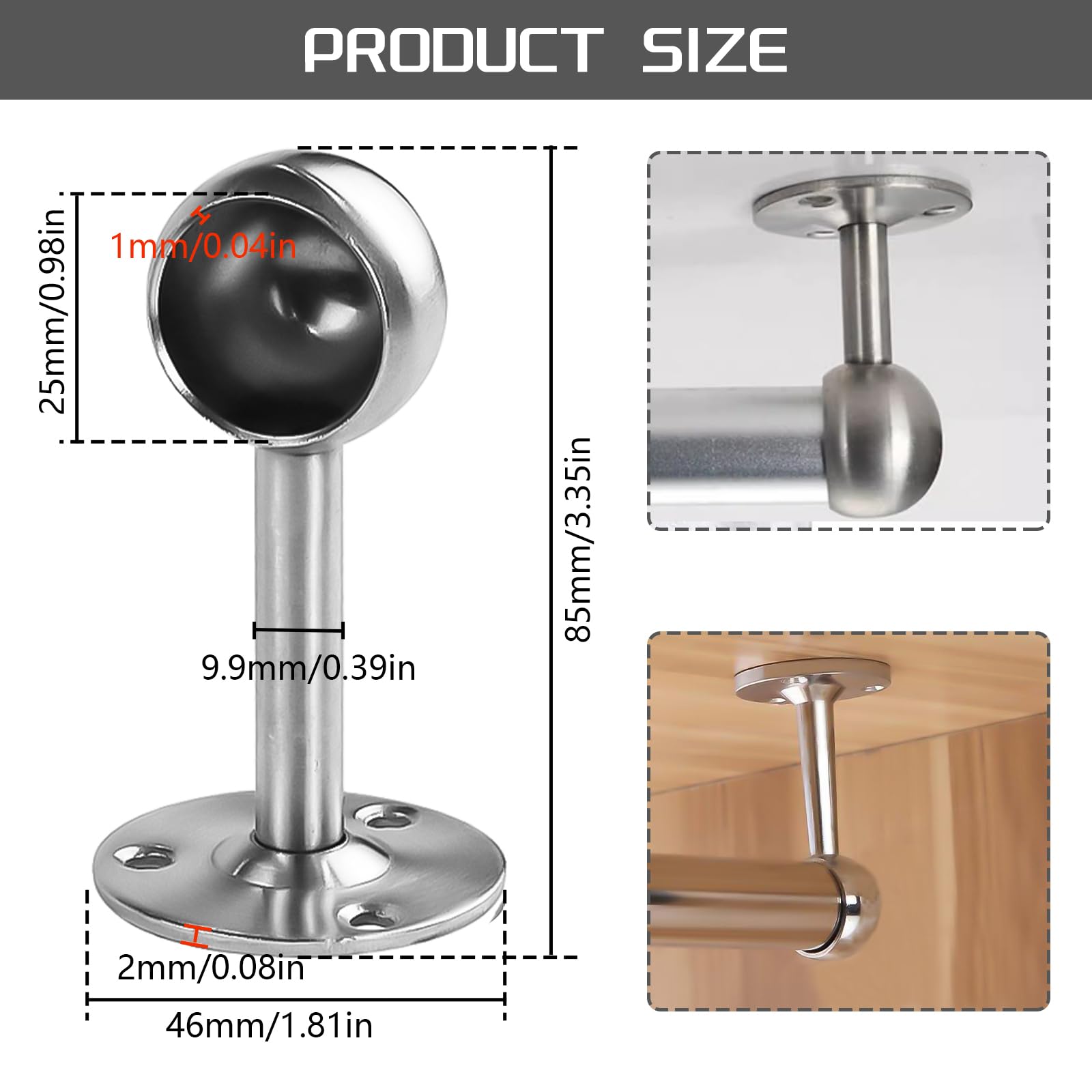 Staffe Regolabili Per Tende - Supporto Metallo Per Aste 23-28 Mm, Colore Bianco - Foto 7