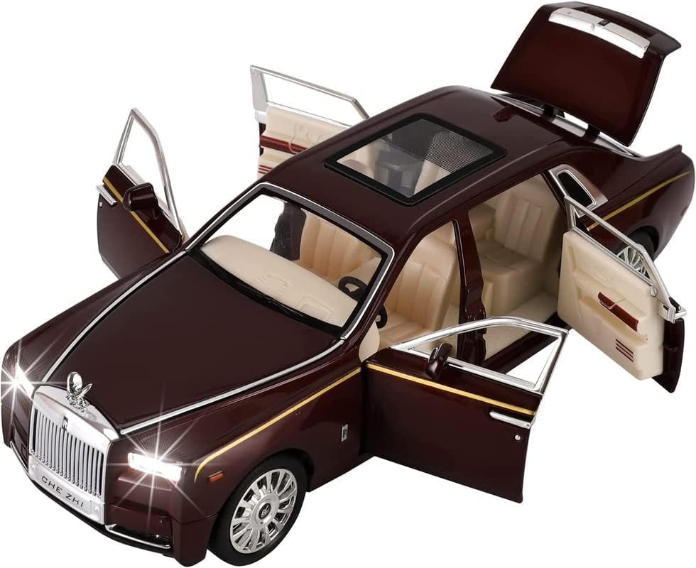 Image of 1:32 Rolls Royce Phantom Diecast Metal Pullback Openable Doors Toy Cars with Flashing Light and Musical Sound for Gifts Toys for Kids Boys and Girls. (Black)