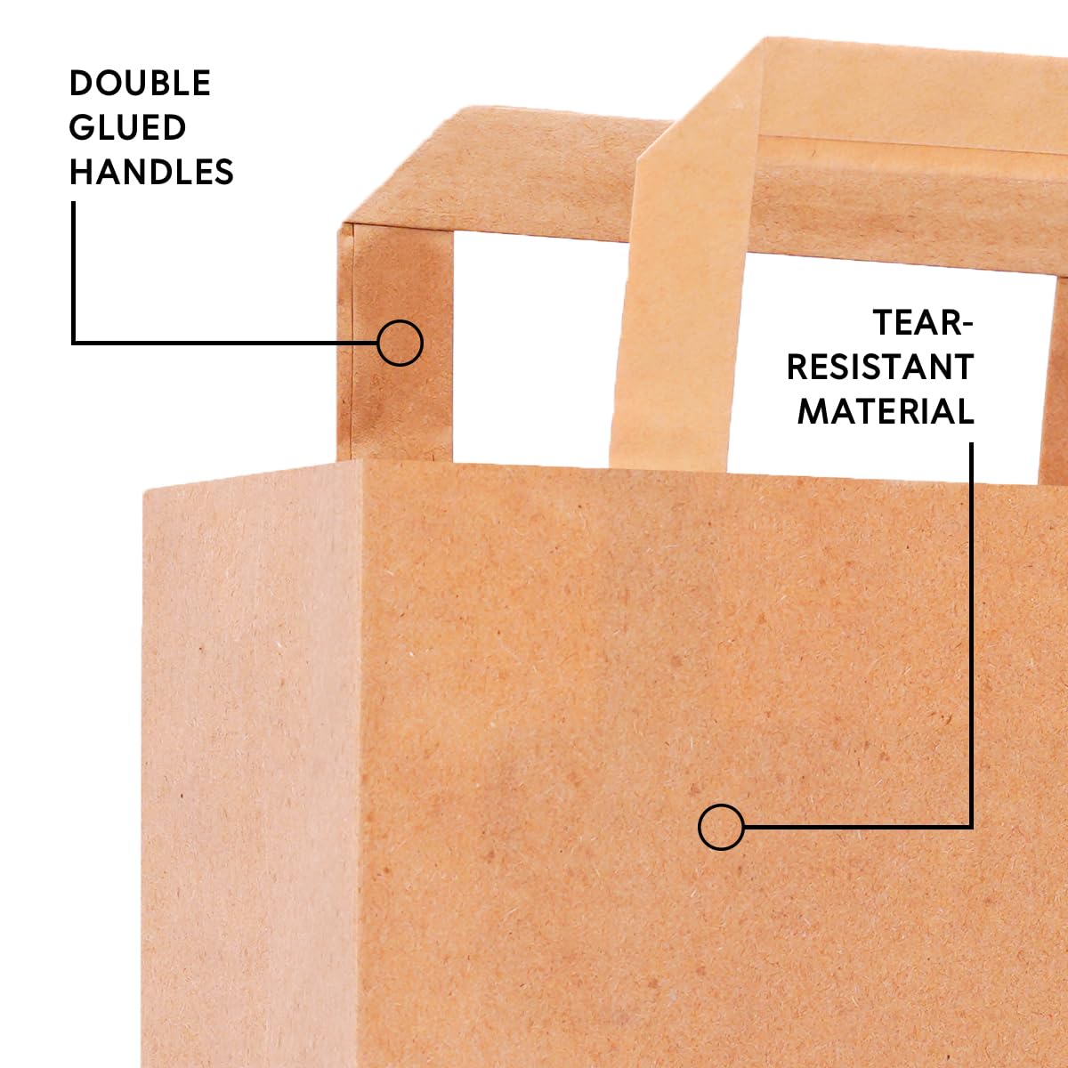 verpacking Borse di carta con manici piatti 22 x 18 x 8 cm marrone - sacchetti di carta (250 pezzi)