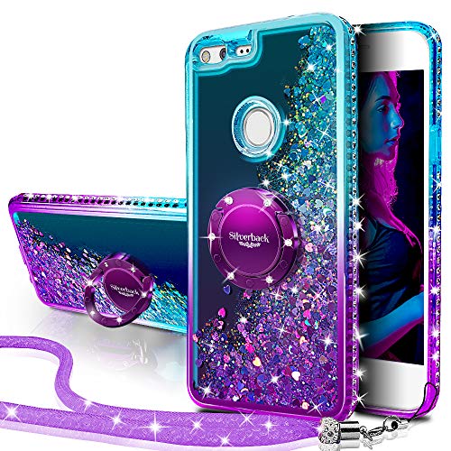 Silverback Google Pixel XL Case, Moving Liquid Holographic Sparkle Glitter Case with Kickstand